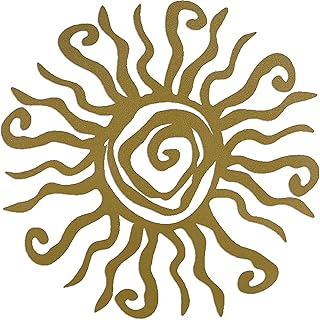 Riverside Designs Wacky Sun Metal Wall Art Indoor/Outdoor Decor - 12" Gold Rust Proof Wall Sculpture - Made in USA - Ideal for Bedroom, Garden, Home, Patio and Farmhouse