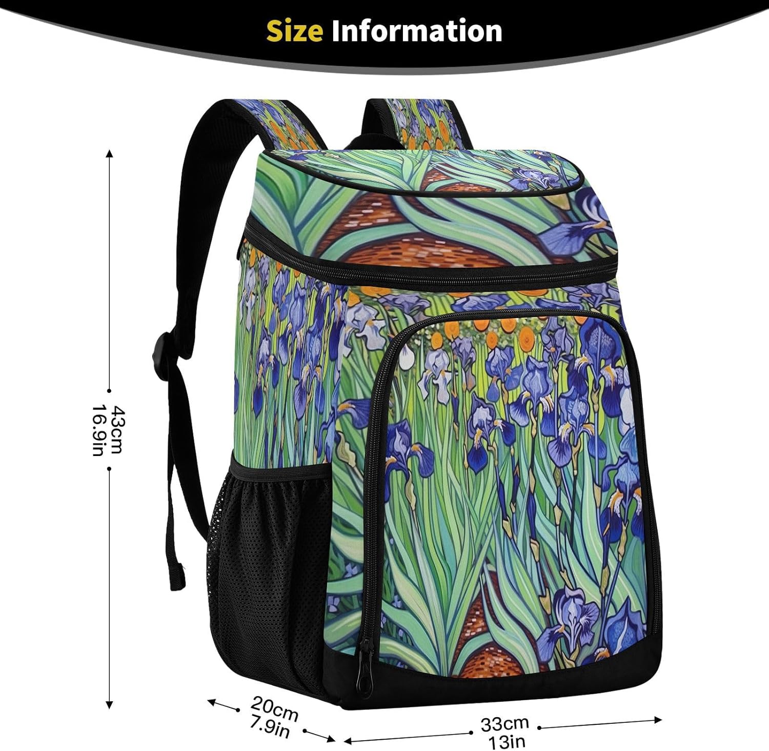 Iris Garden Cooler Backpack 36 Cans Leakproof Waterproof Backpack Cooler Bag Beach Accessories Travel Camping Fishing Backpack for Women Men