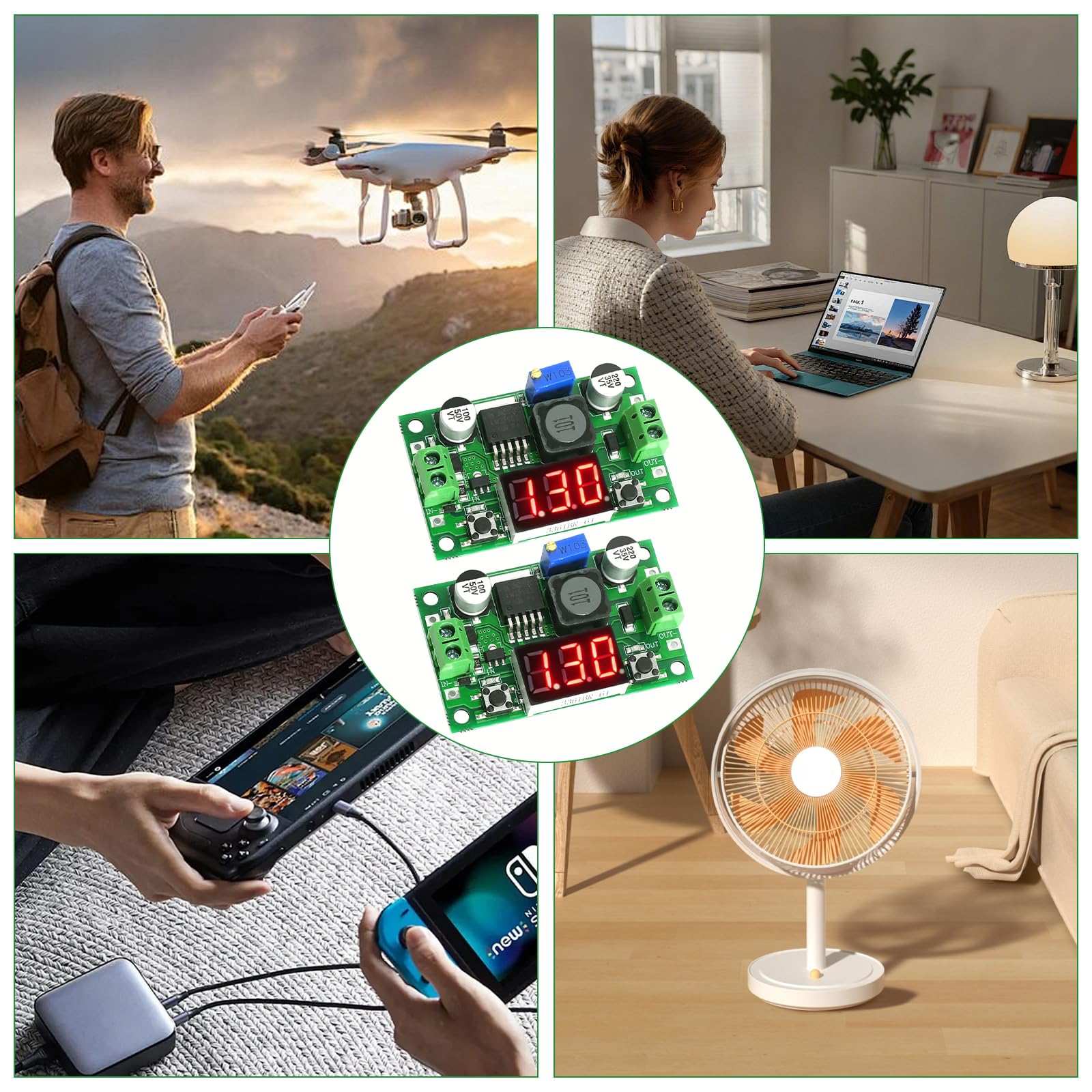 HENGBIRD 2 sztuki regulowanego zasilacza DC Step Down, regulator napięcia DC z woltomierzem LED, 4-40 V na 1,25-37 V, stabilny 2 A, maks. 3 A, do samochodów Arduino LED