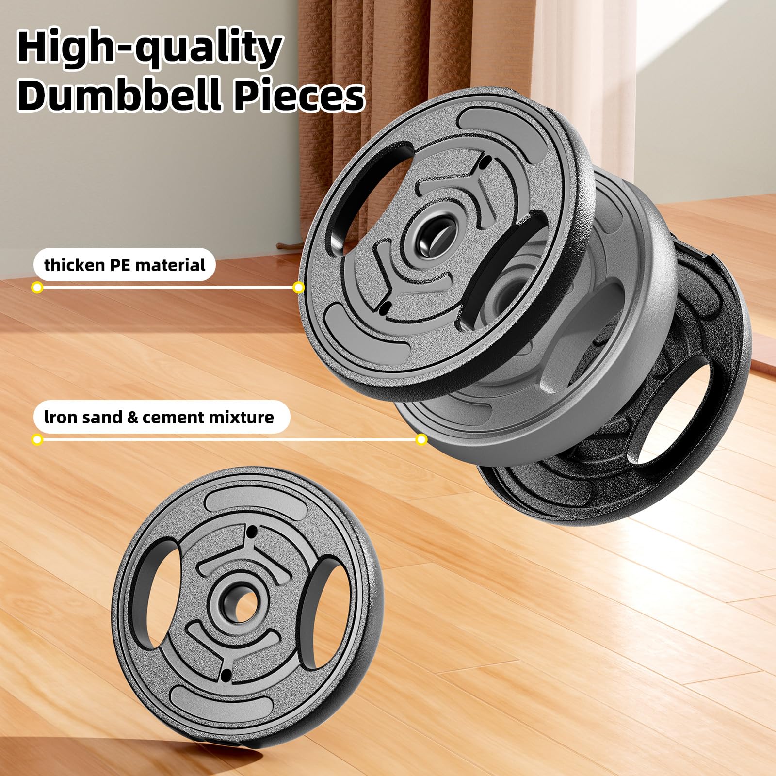 Set di manubri regolabili, pesi liberi da 4,5 a 40,8 kg con connettore, manubri 4 in 1, bilanciere, kettlebell e supporto push-up, set di pesi regolabili per palestra a casa, attrezzature per il