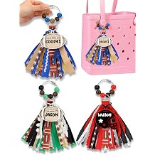 3 Pcs Football Keychains Compatible with Bogg Bag Women Tassel Charms with Wooden Sign Name Tag Keyring Pendant Compatible with Bogg Bag Handbag Backpack Accessories