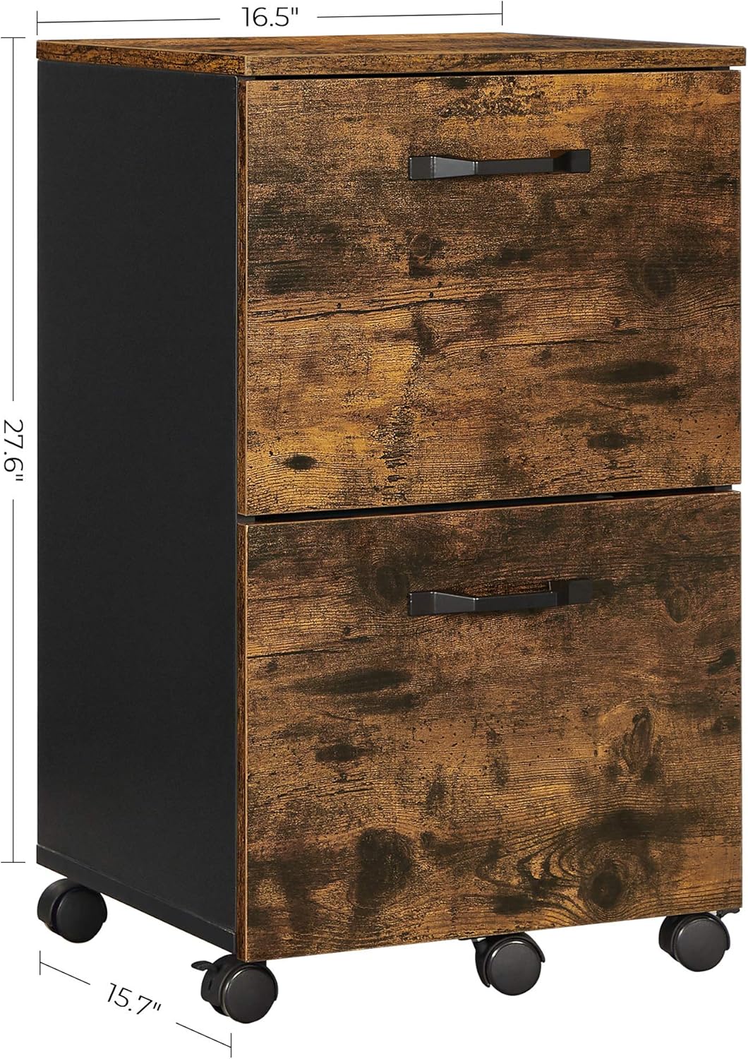 VASAGLE Industrial File Cabinet with 2 Drawers, Rolling Office Filing Cabinet with Wheels, for A4, Letter Sized Documents, Hanging File Folders, Rustic Brown and Black UOFC040B01 : Office Products