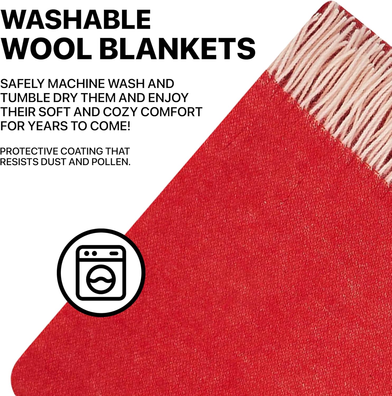 New Zealand Virgin Wool Throw Blanket, Indoor & Outdoor, Soft Blanket with Fringes, 55 x 79 in (140 x 200 cm) - Image 6