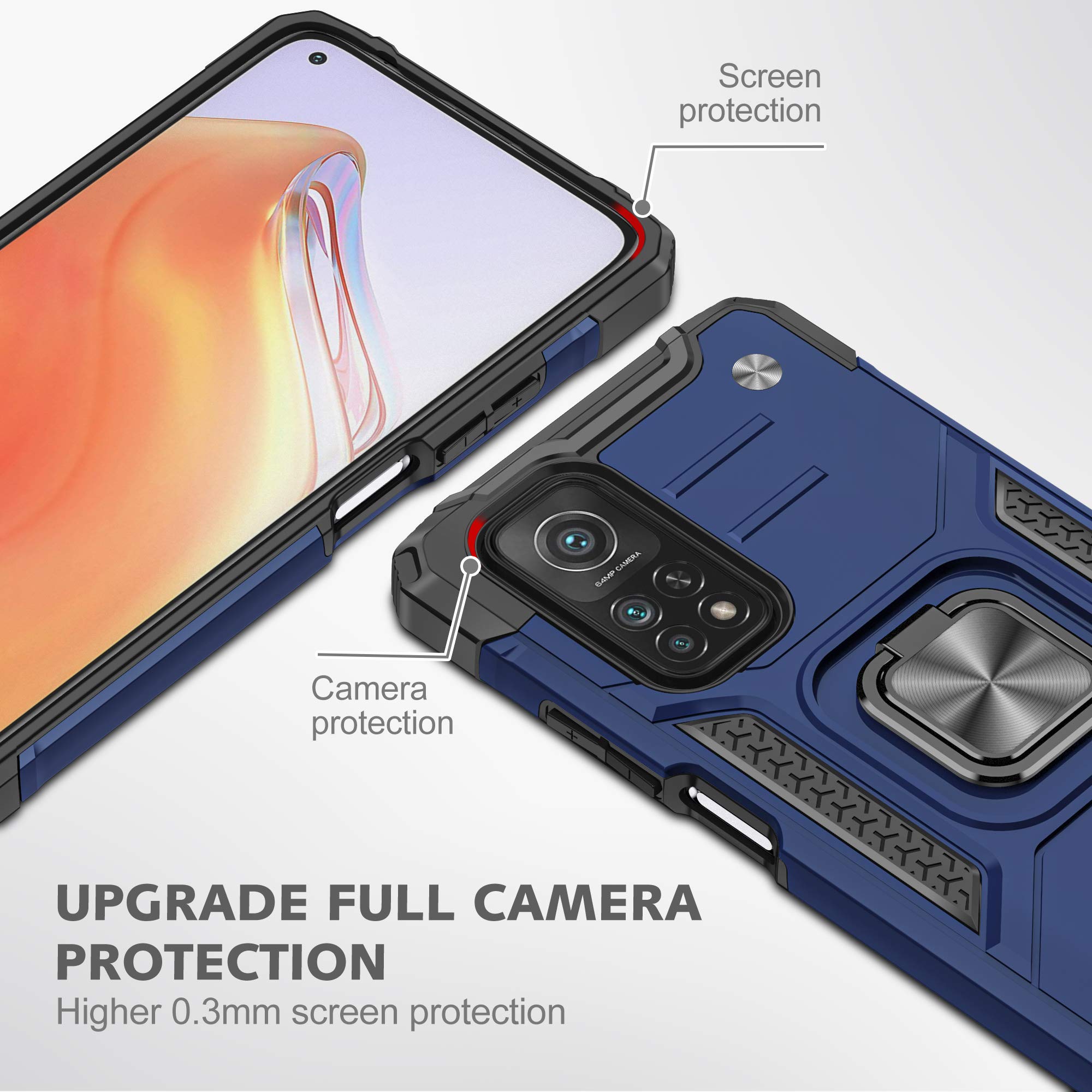 SORAKA Cover Per Xiaomi Mi 10T / 10T Pro 5G Con Cavalletto E Supporto Magnetico - Custodia Rigida Posteriore E Morbida Laterale, Antiurto