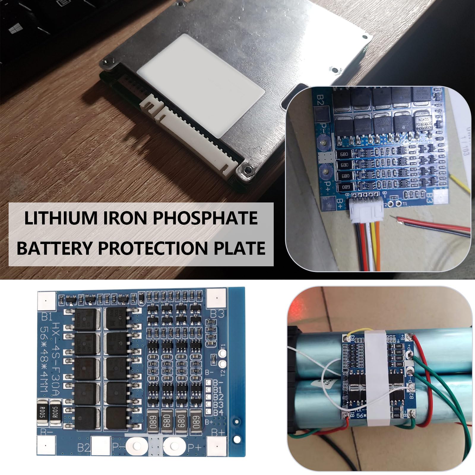 The Lord of the Tools 2Pcs LiFePo4 BMS 4S 30A 12.8V Protection Board Battery Balance Protection Board BMS PCB 18650 Charging Circuit Protection Board Suitable for Electric Motorcycles