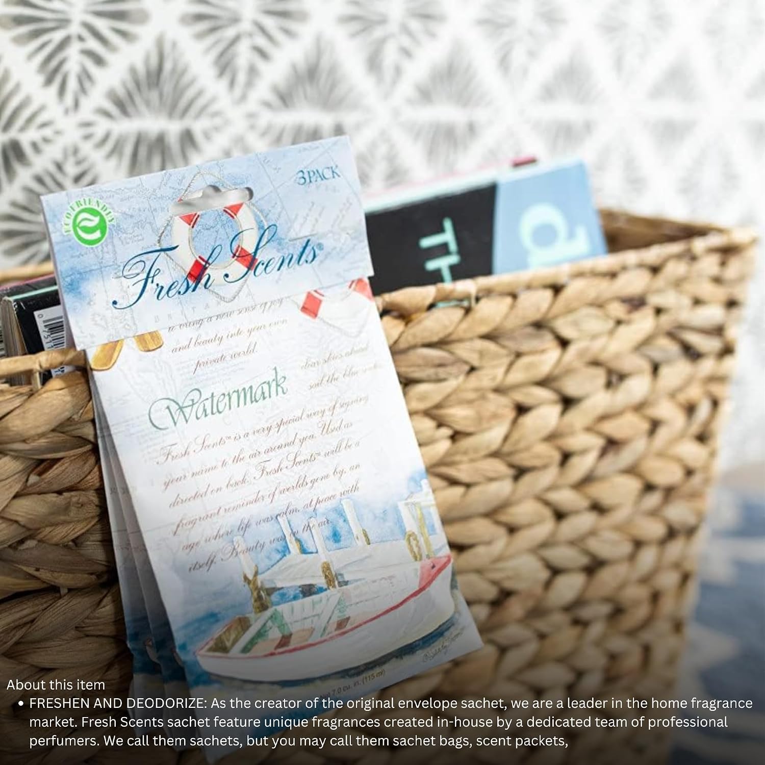 White Cotton & Sea Spray Scented Sachet Packet 6 Pack Fresh (3 Pack of Each) with Scent N Stories Box, Long-Lasting Freshness for Home, Closets, Drawers, Cars & Gifts