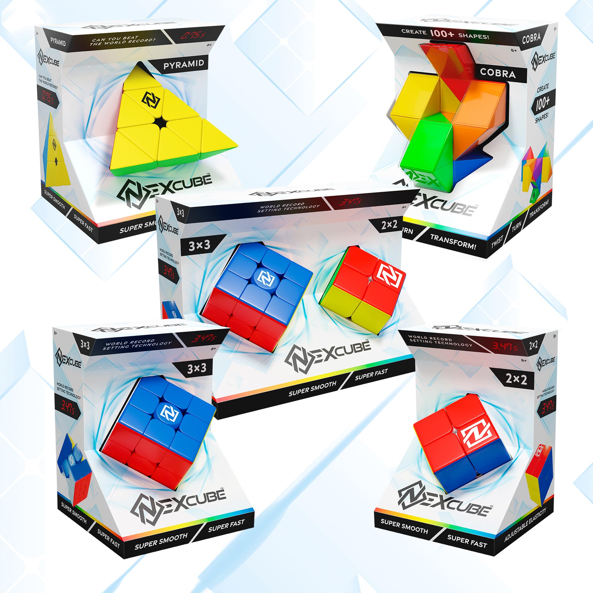 Nexcube 3x3 Clasico, El Cubo para Speedcubers. Máxima Velocidad. Sin Pegatinas. con posicionamiento preciso y Sistema de Doble Ajuste, Multicolor (64559901)