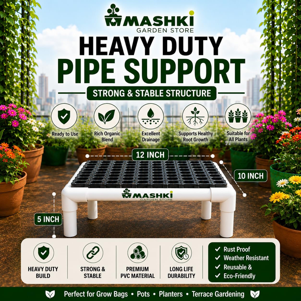 MASHKI Plant Stand - Elevate Your Plants! -2