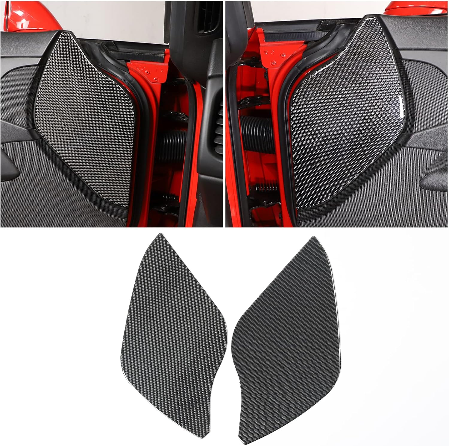 Car Door Buffer Cushion Mat Panel Trim Sticker Compatible with C6 Corvette 2005-2013, Center Console Dashboard Side Door Anti-Collision Cushion Cover Panel, Carbon Fiber (Black)