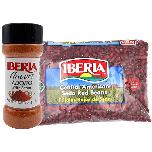 Iberia Adobo With Sazon, 12.75 onzas + Frijoles rojos de seda centroamericanos de Iberia Frijoles Rojos de Seda, 1.5 libras (paquete de 1)