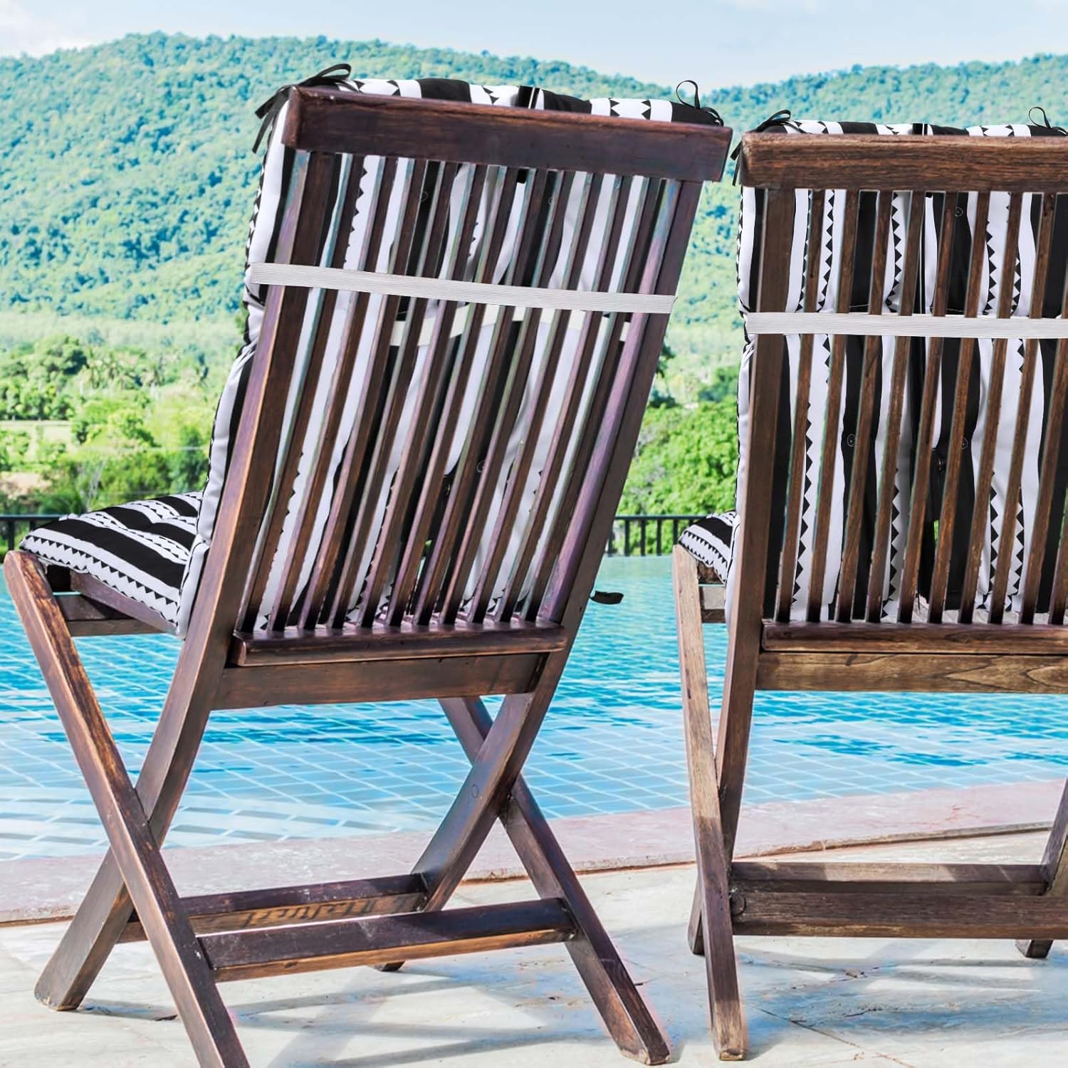 2 Pack High Back Outdoor Chair Cushions Bulk Waterproof Indoor Outdoor Chair Cushion Seat and Back Rocking Chair Cushion Thickened Patio Chair Pad for Indoor and Outdoor (Classic Strip)