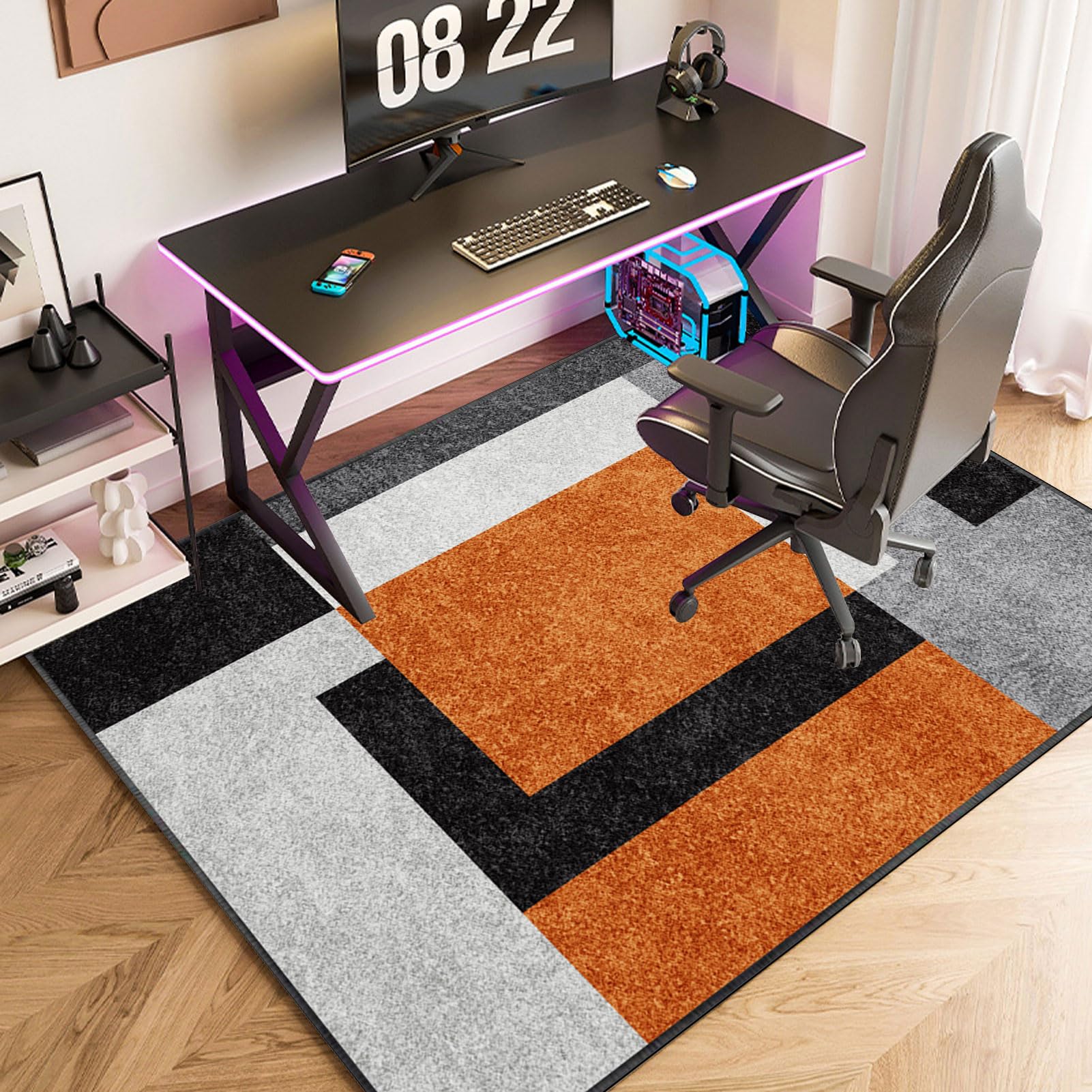 Tapis de Chaise de Bureau 80 x 120 cm Tapis de Chaise Gaming, Tapis de Sol Bureau Tissu, Tapis de Protection Sol pour Bureau Chaise, Tapis Protège Sol pour Sols Durs Antidérapant