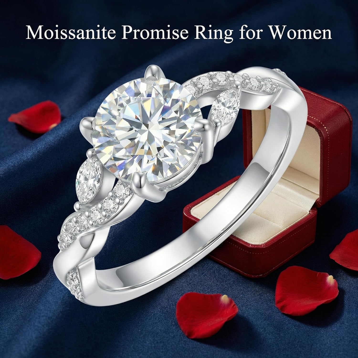 GEHN Moissanite Engagement Ring Sterling Silver Celtic Wedding Band Moissanite Promise Ring Engagement Jewelry for Women - Image 6