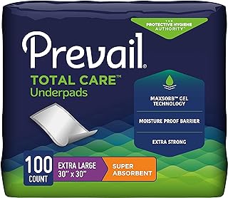 Prevail Incontinence Underpads - Unisex Disposable Underpads for Men & Women - Super Absorbent, 30