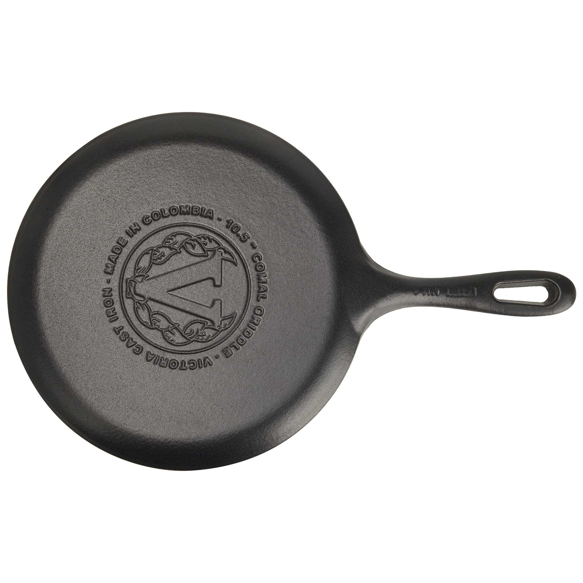 VICTORIA Plancha Cocina Inducción Comal Hierro Fundido Esmaltado para Pizza, Tortillas 26,6cm, Fuego, Barbacoa, Horno, Vitrocerámica, Gas, Sartén Libre de Tóxicos sin PTFE
