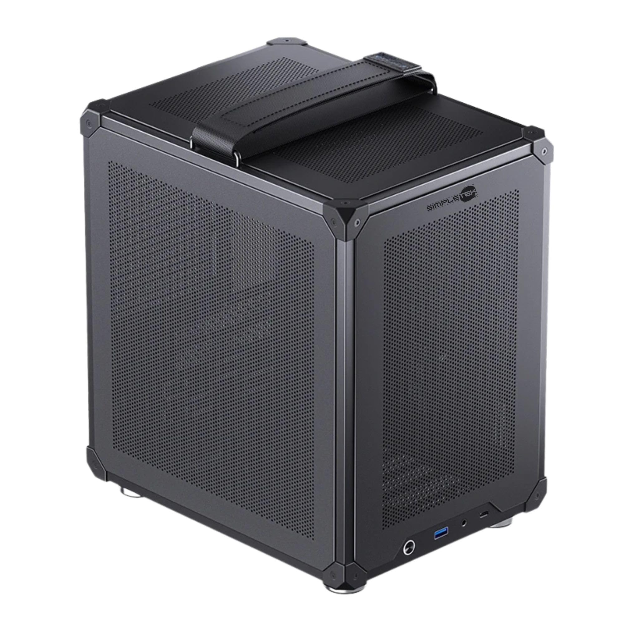 SIMPLETEK - Case Cabinet Compatto per PC Fisso - formato ITX | 1x USB-C 1x USB-A 1x jack | 3x ventole 120 mm