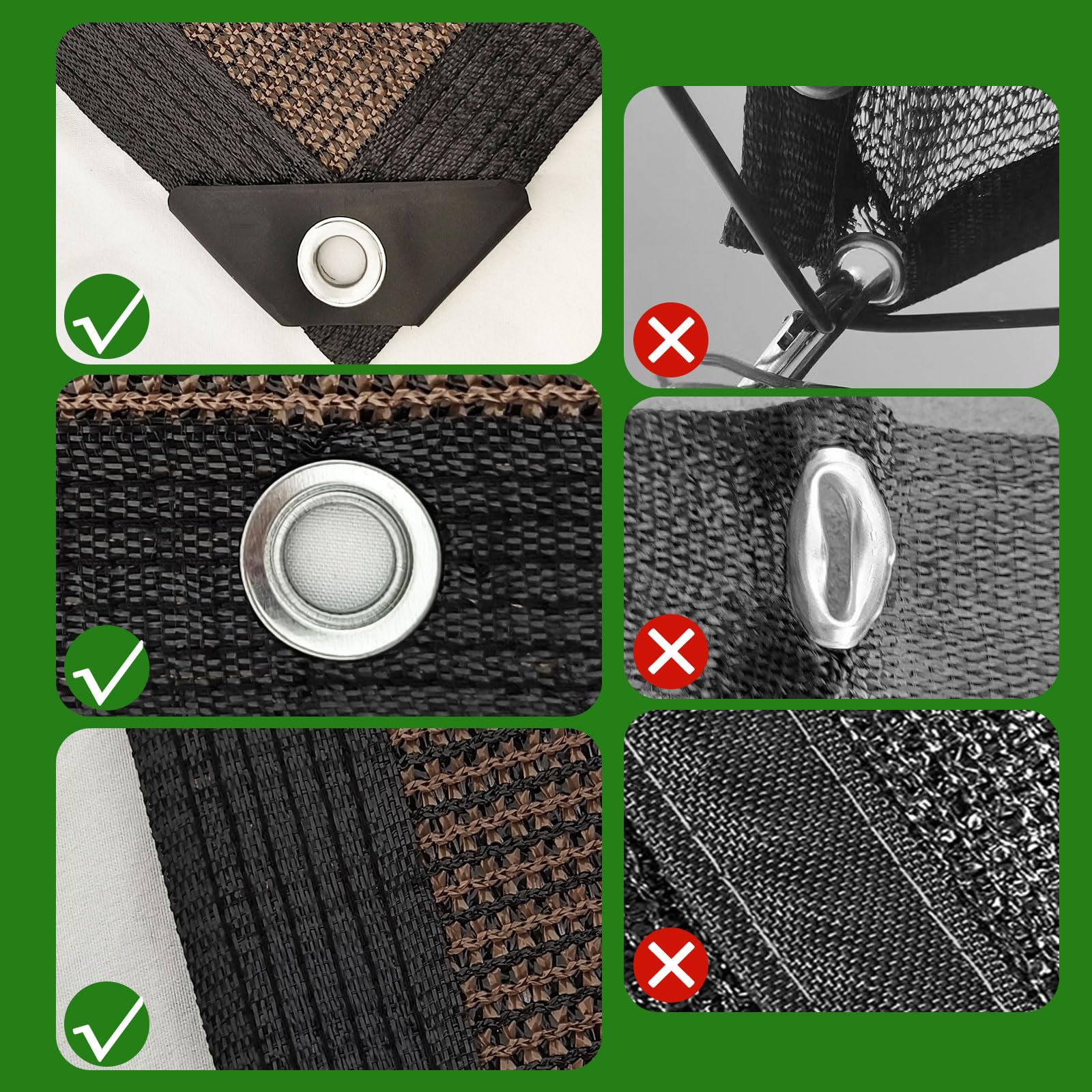 Red de sombra 85% resistente a los rayos UV, lona de sombra exterior parasol con borde con ojales, fácil de colgar, red de sombra para coche, jardín, invernadero, camping