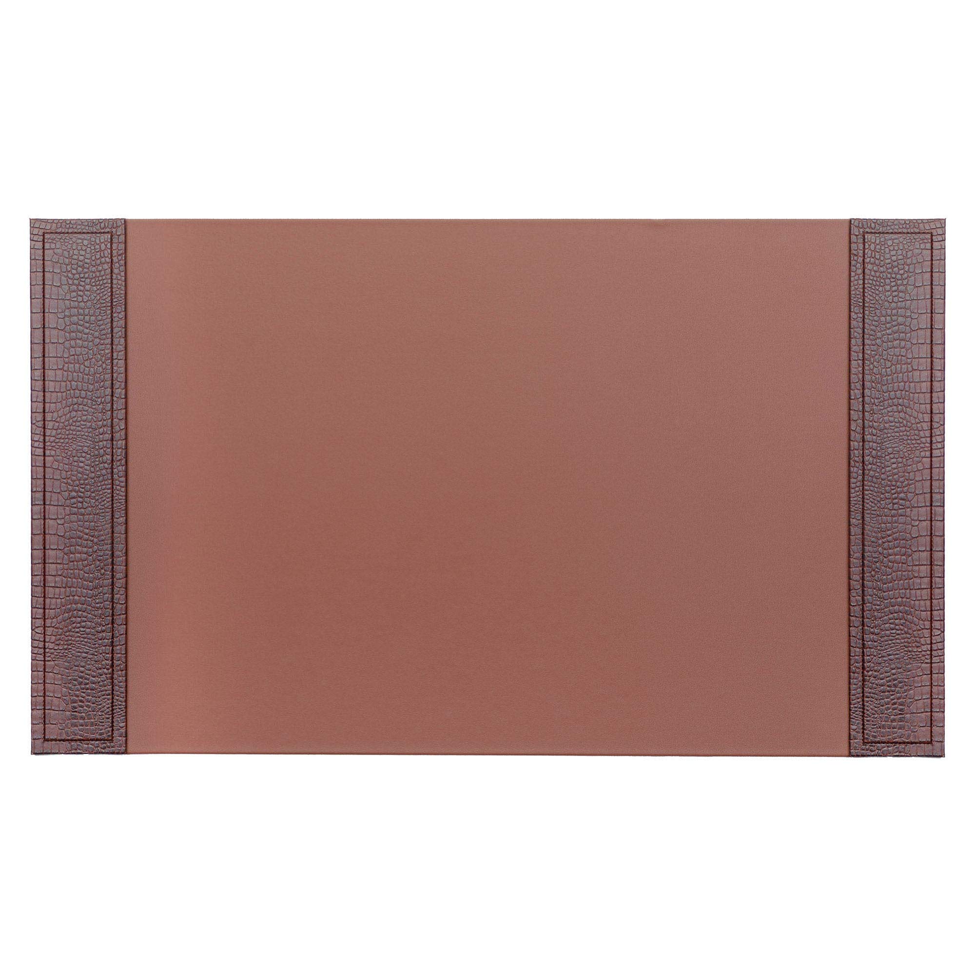 Dacasso Crocodile Embossed Pad with Side Rails Luxury Leather Desk Blotter for Writing, 34 x 20, Brown