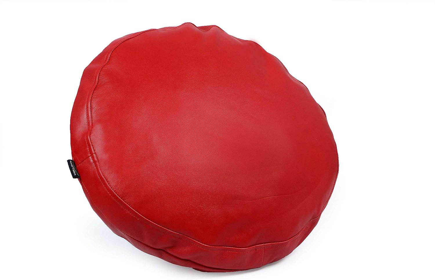 D DOLLY LAMB Lambskin Round Leather Pillow Cover - Sofa Cushion Case - Decorative Circular Cushion Throw Covers for Living Room & Bedroom - Red Diameter 20 Inch