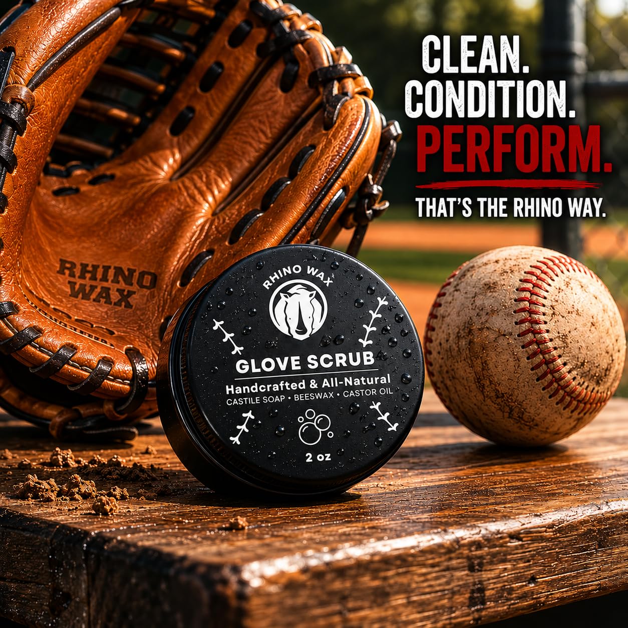Amazon | Rhino Wax ベースボールグローブ スクラブ、ディープ