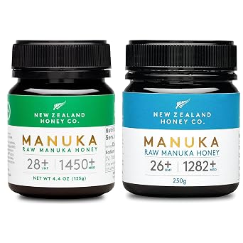 New Zealand Honey Co. Raw Manuka Honey UMF 28+ | MGO 1450+ 4.4 oz & UMF 26+ | MGO 1282+ 4.4 oz