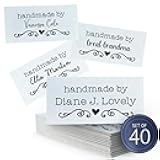 Custom Cotton Fabric Tags, 1”x2”, Set of 40 – Sew On or Iron On | Personalized Sewing Labels – – Ideal for Quilters, Knitters, and Crafters – Machine Washable - Heart & Swirl Design