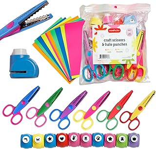 Incraftables Craft Scissors with Decorative Edge – 26 Piece Crafting Set - 6 Scissors with Fun Decorative Edge - 10 Paper ...