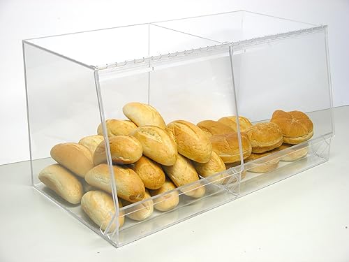 Miniatura 4 de RCS Plastics Vitrina de almacenamiento de pan a granel, 2 contenedores para tiendas de delicatessen o tiendas de conveniencia, panadería, sándwich,