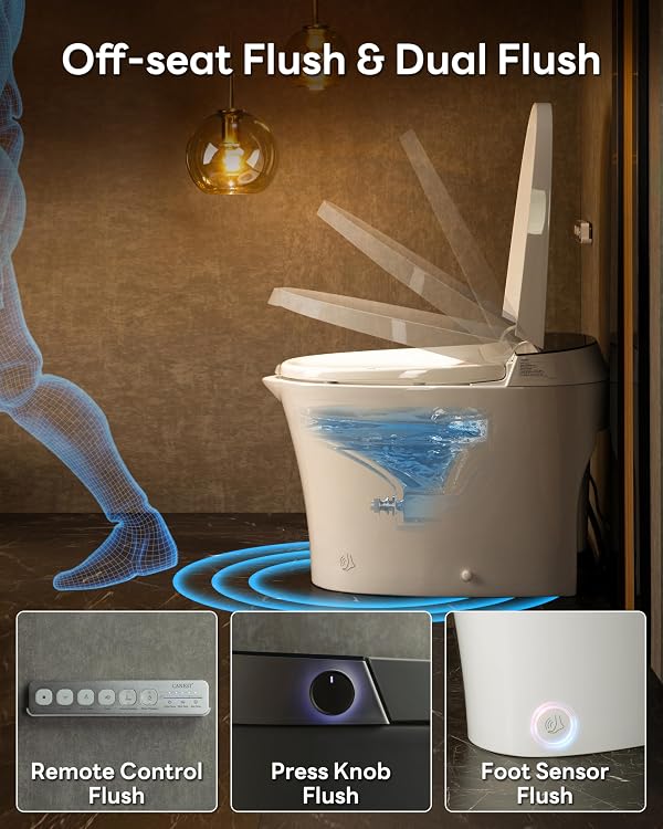 CANEST Smart Toilet, Smart Toilet with Bidet Built in, ADA Comfort Height, Intelligent Temp Control, Foot Sensor Operation, Warm Water, Heated Seat, Air Dryer, Digital Display (TC-100GE) by CANEST - Used condition - Image 7
