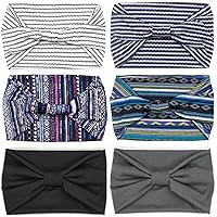 Vista 25 de IVARYSS Wide Headbands for Women, Solid Knotted Head Wraps Turbans, Large African Style Head Bands Hair Accessories, 6 Pack