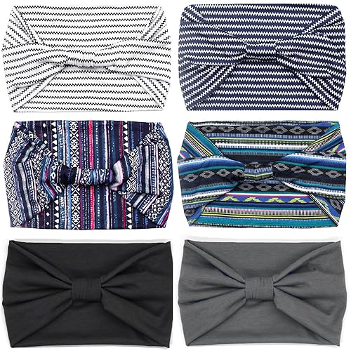 Miniatura 25 de IVARYSS Wide Headbands for Women, Solid Knotted Head Wraps Turbans, Large African Style Head Bands Hair Accessories, 6 Pack