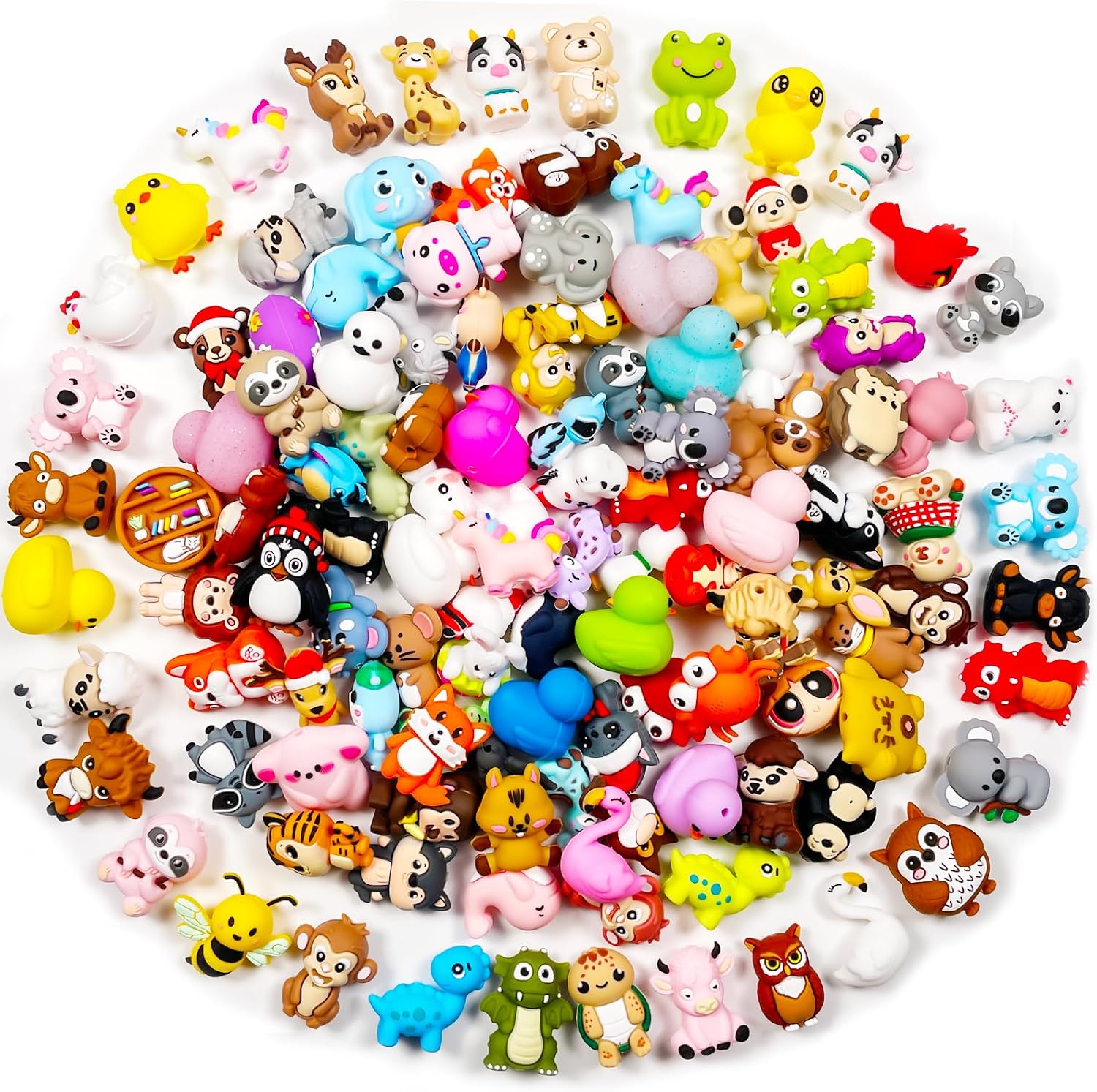 Random 20 Pcs 3D Animal Silicone Focal Beads Pens Beads Bulk for Beadable Keychain DIY Crafts Necklace Bracelet Phone Chain Charms Jewelry Making