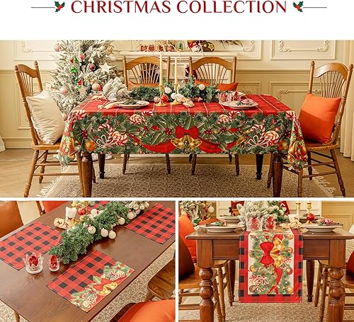 Miniatura 9 de Softalker Mantel rectangular de Navidad  Manteles de mesa de tela de poliéster lavable para comedor, fiestas y decoración de vacaciones, 60 x 84