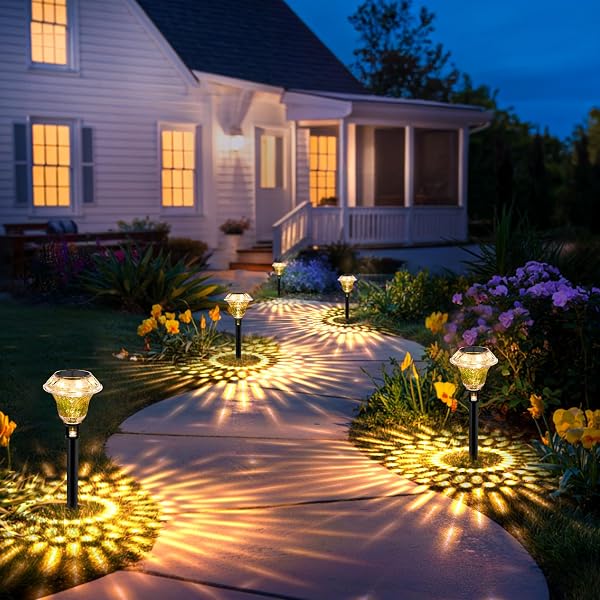GIGALUMI Solar Outdoor Garden Lights 6 Pack Outdoor Garden Lights Warm White