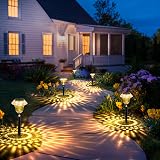 GIGALUMI Solar Outdoor Garden Lights 6 Pack Outdoor Garden Lights Warm White