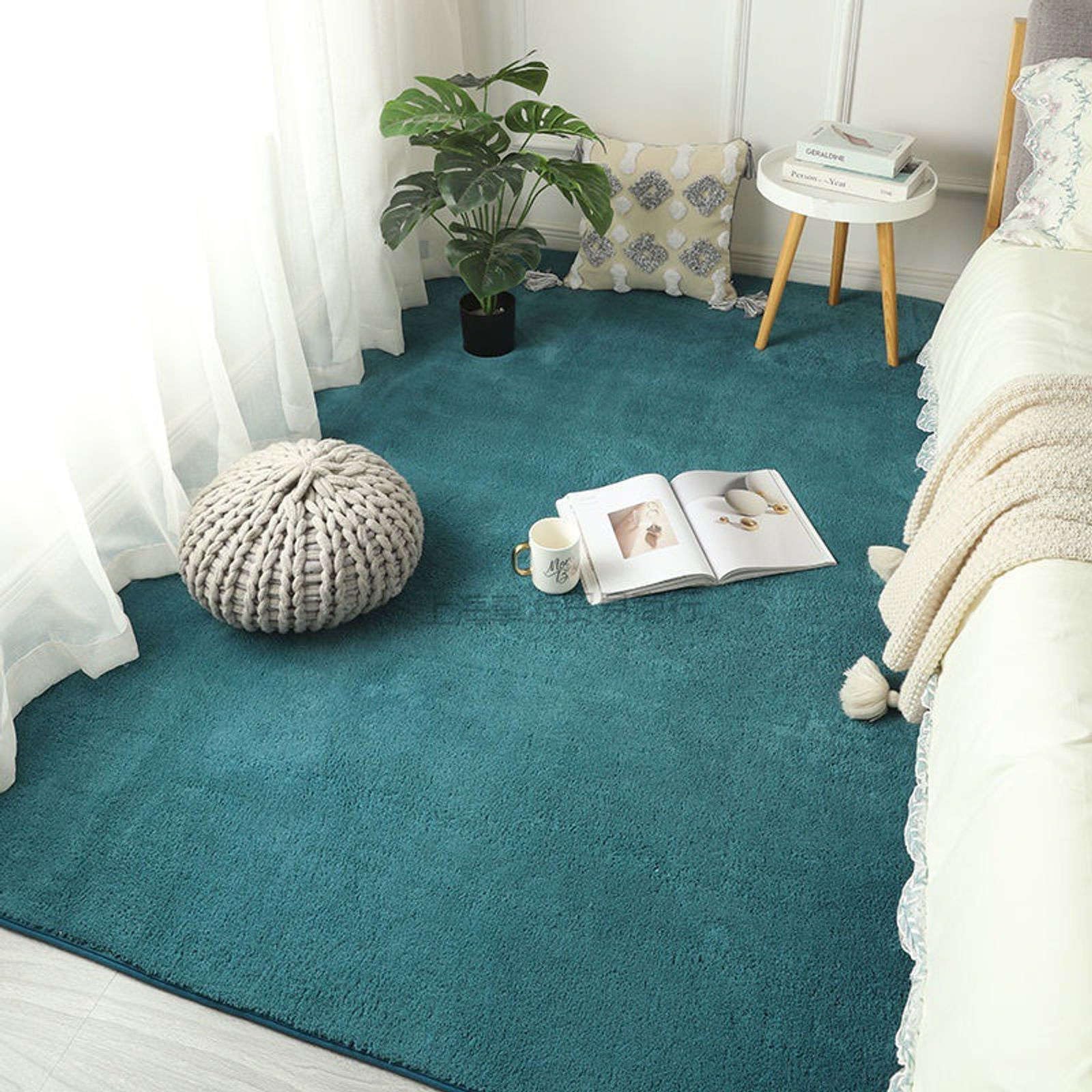 Moquette en peluche douce shaggy pour salon et chambre : tapis uni 60x160cm
