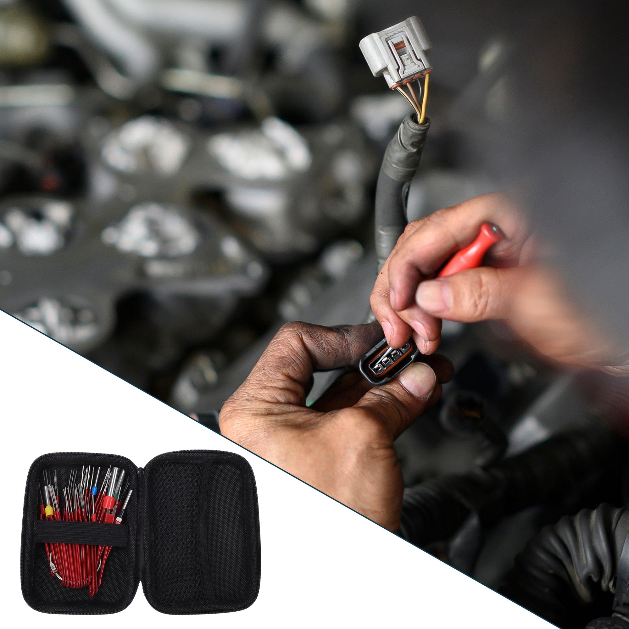 Kit di Assortimento di Strumenti di Rimozione Terminali per Auto, Camion, Moto, Barca - Kit di Estrattori di Terminali di Connettore di Filo Rosso 86 Pezzi