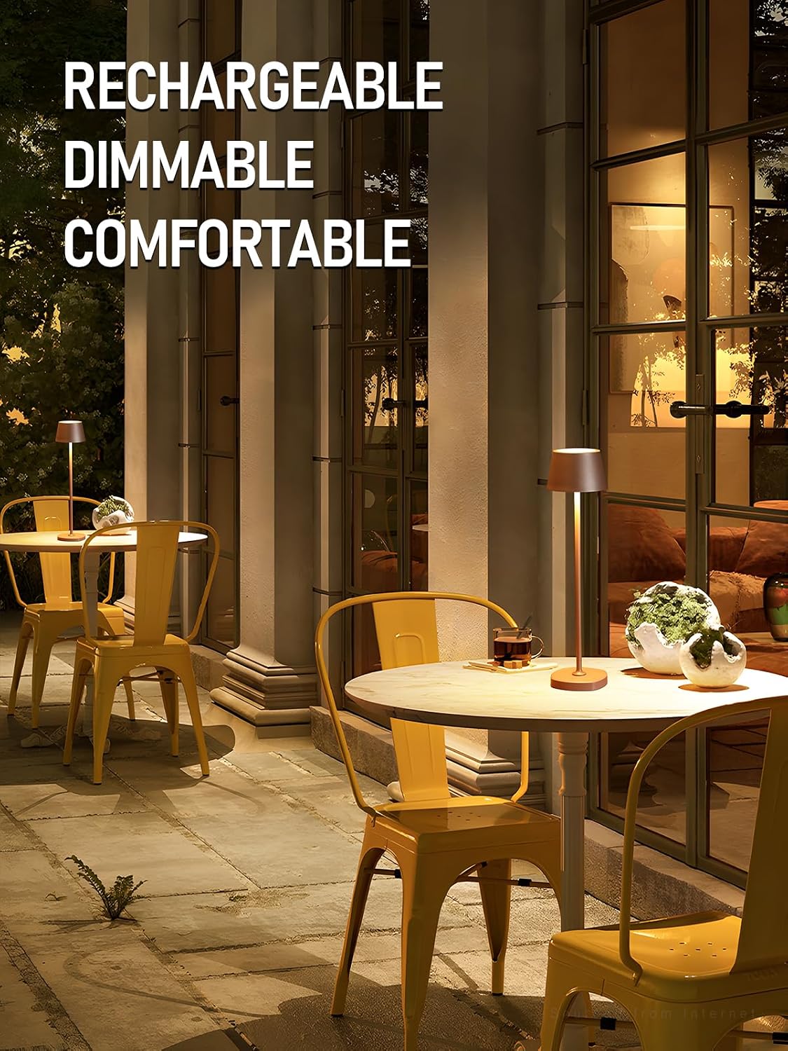 TORCHSTAR LED Rechargeable Cordless Table Lamp with Charging Base, Dimmable Cordless Outdoor Table Lamps for Restaurant Hotels, 4000mAh Battery Operated Portable Desk Lamp, 2700K, Brown, Pack of 2