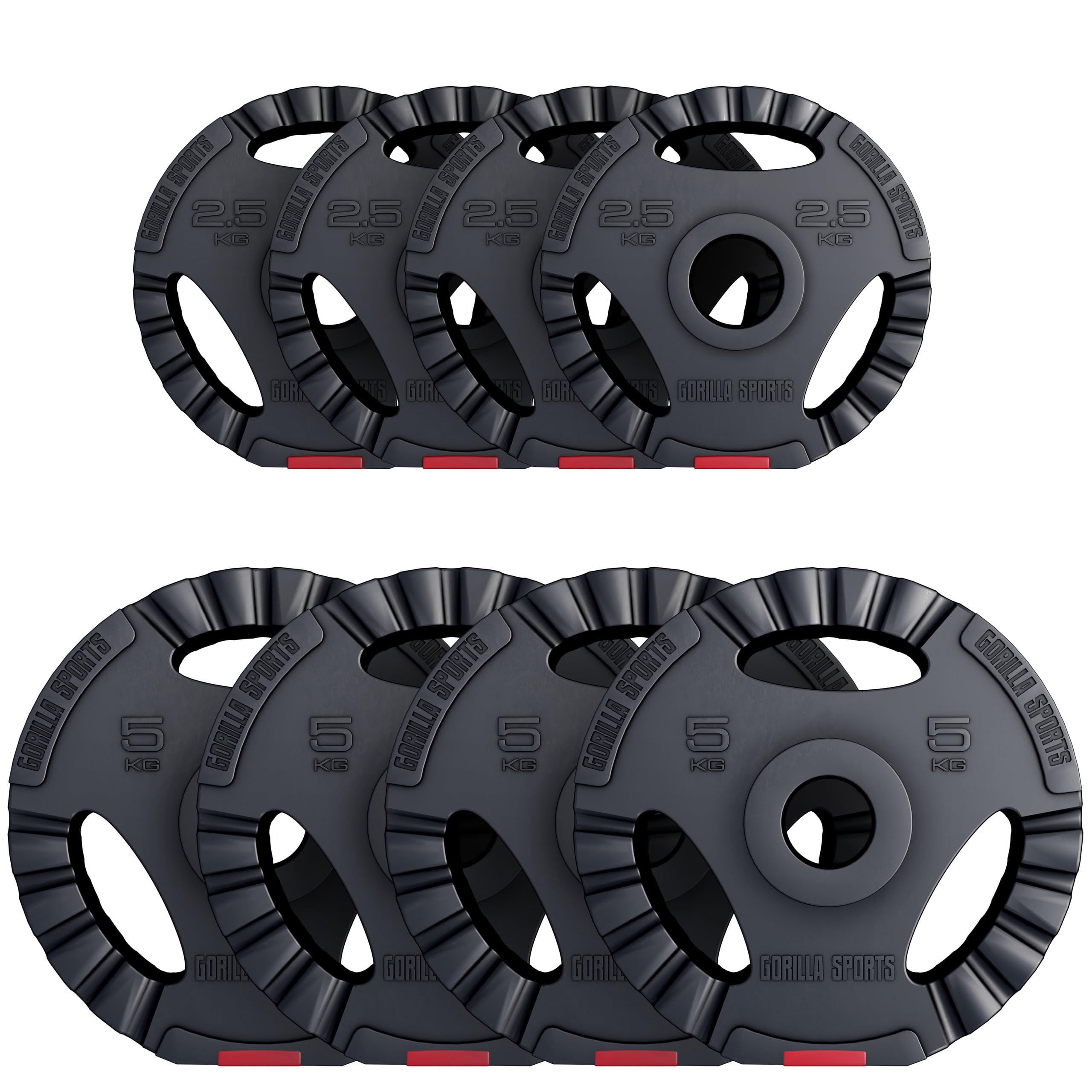 GORILLA SPORTS® Disques de Poids - Olympiques, 1,25kg, 2,5kg, 5kg, 10kg, 15kg, 30kg Poids, Individuel/Ensemble, Ø 50mm - Disques d'Haltères, Ensemble de Plaques, Musculation, Haltérophilie, Fitness