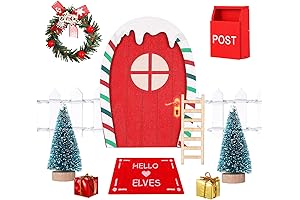Christmas Elf Fairy Door Kit Red Fairy Girl Door Wooden Tiny Miniature...