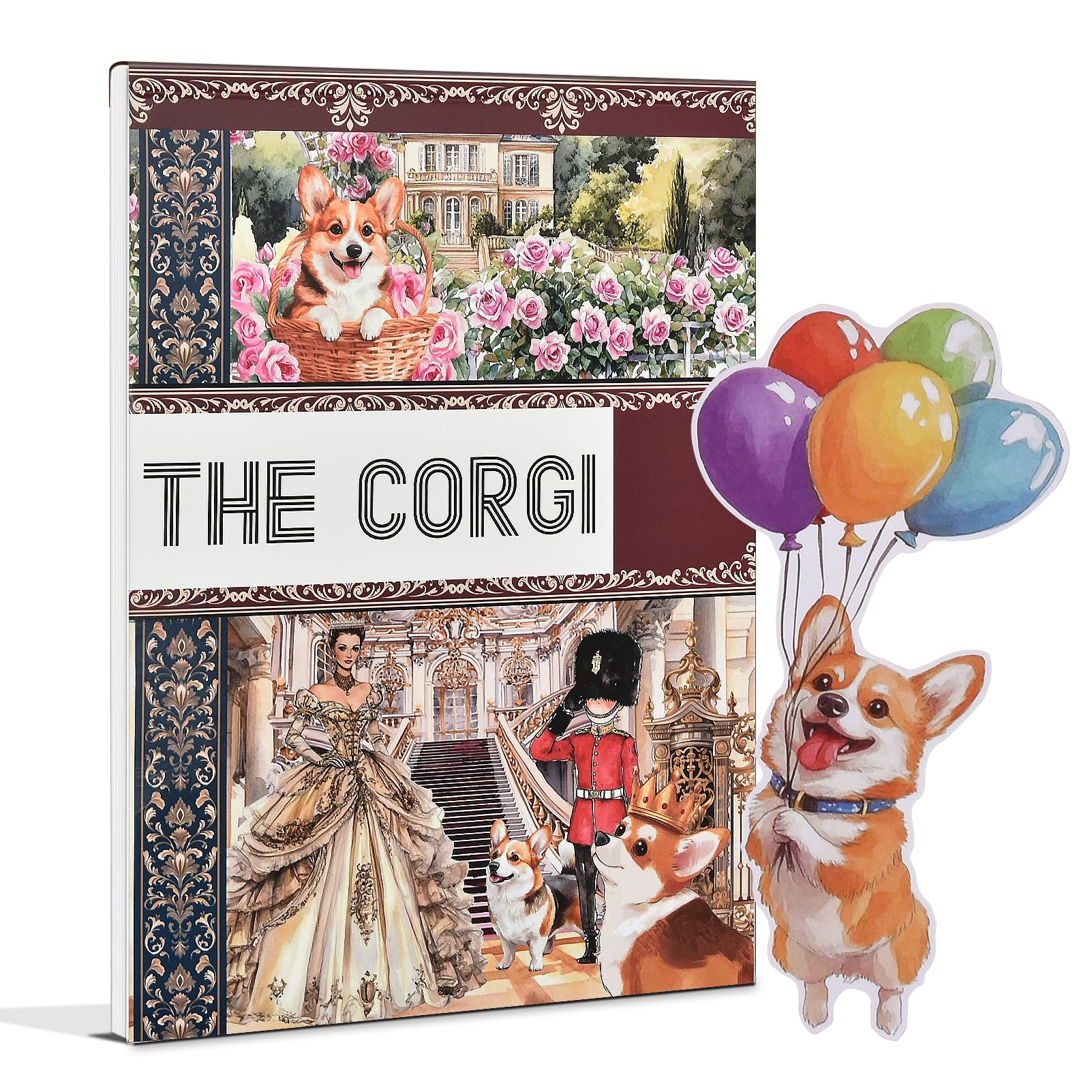 Snylcce The Corgi Theme Sticker Scrapbooking Supplies for Junk Journal, 20 Sheets PET Stickers - Vintage Journaling Stickers, Ephemera Sticker Book Pre Cut, Junk Journal Supplies, Planner