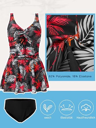 Women Tankini Swimsuits Swimdress with Shorts Two Piece Tummy Control Swim Dress Swimwear Swimming Costume
