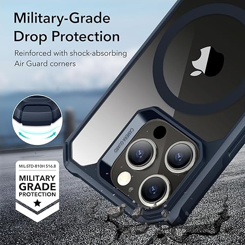 Miniatura 4 de ESR Funda para iPhone 15 Pro, compatible con MagSafe, juego con 2 protectores de pantalla y protectores de lente individual, esquinas de protección