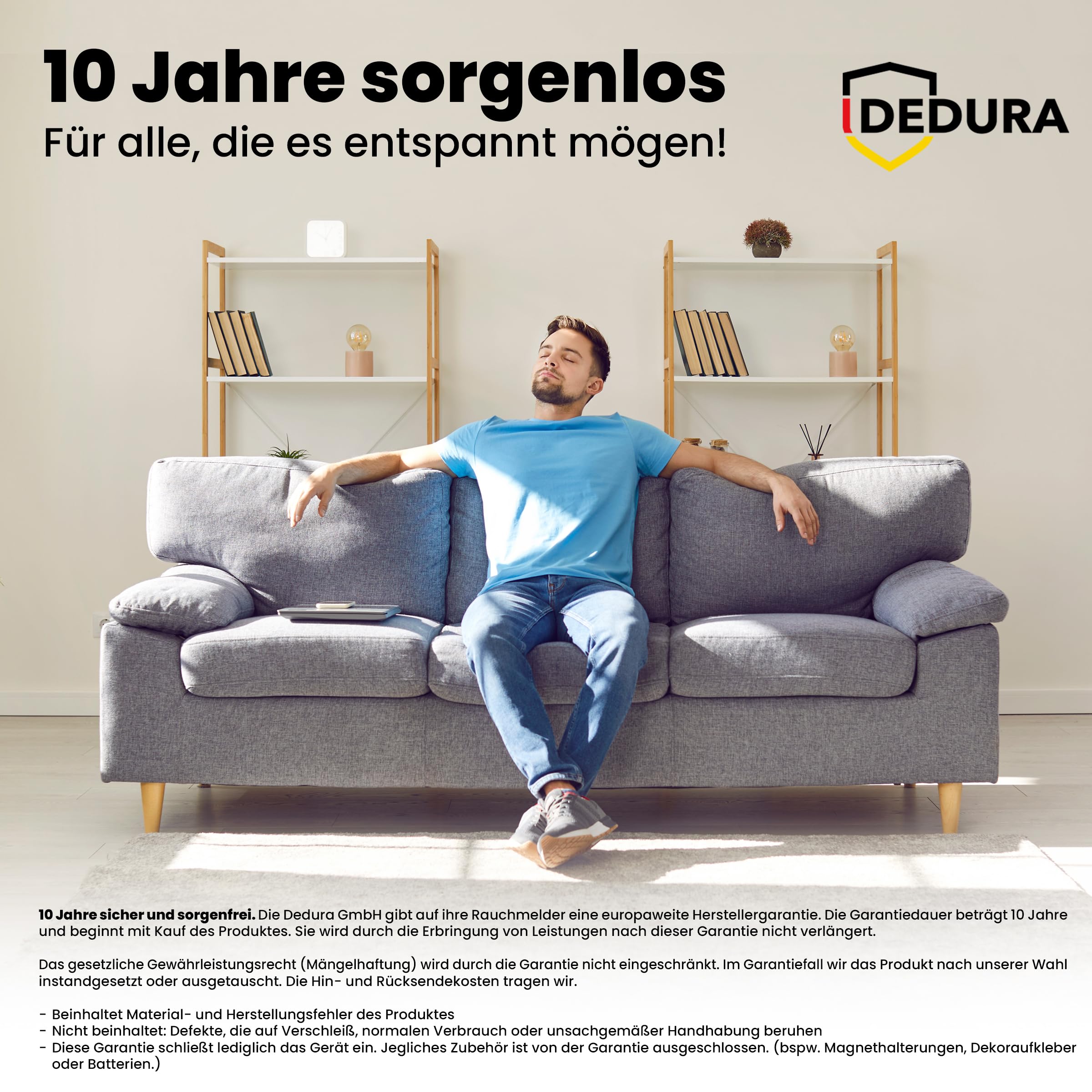 Lot de 10 détecteurs de fumée – Garantie 10 Ans, Piles 9V remplaçables – Certifiés BSI Selon la Norme en 14604, détecteurs avertisseurs autonomes de fumée (DAAF) et détecteurs d'incendie