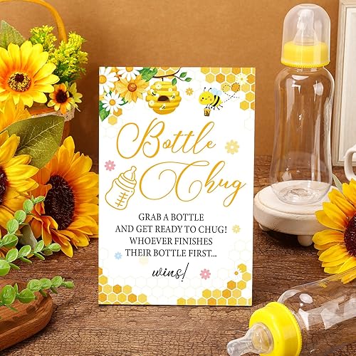 Vista 2 de TrelaCo Cool Baby Shower Games - Juego de regalo con temática de abejas y 12 biberones para baby shower, para juegos de abejas de panal, revelación
