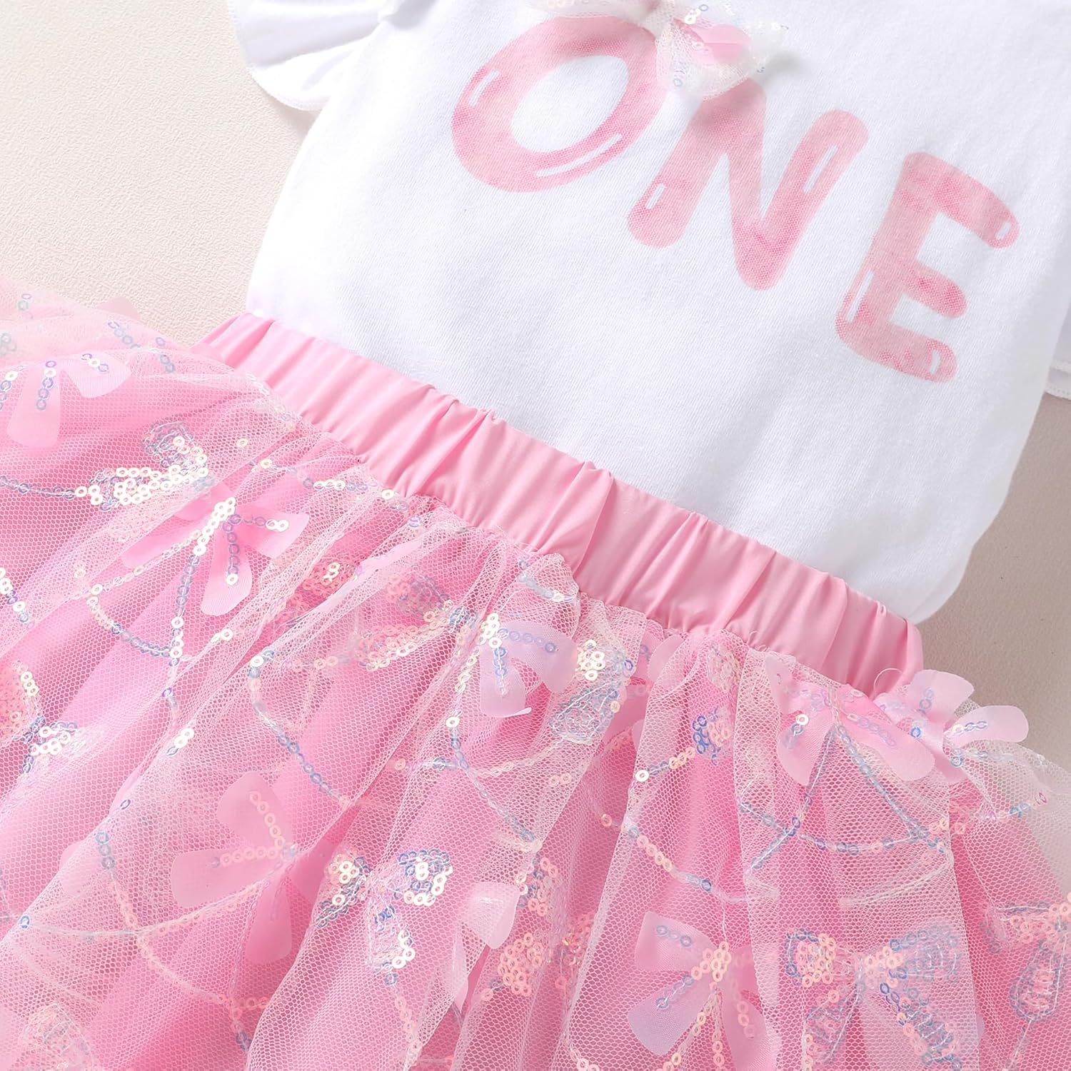 YOUNGER TREE Baby Girl 1st Birthday Outfits One Year Old Clothes Romper Tutu Cake Smash Skirt with Headband Baby Girl Gifts - Image 6
