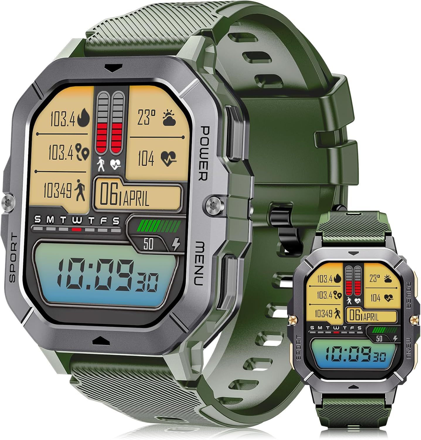 OUKITEL Smart Watch for Men Answer/Make Call, 2.02” HD Screen Fitness Watch with Heart Rate/Sleep Monitor/Blood Oxygen, 5ATM Waterproof, 100+ Sport Modes Smartwatch for IOS Android