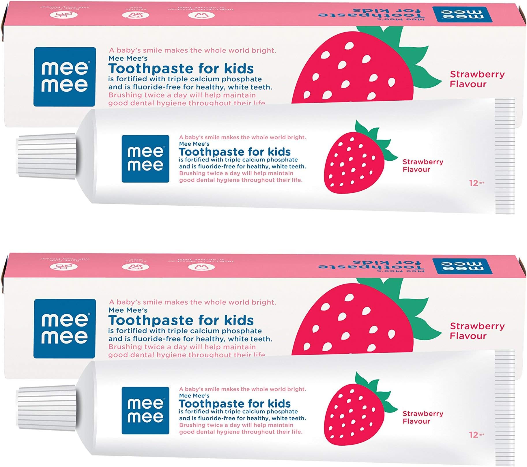 Mee Mee Toothpaste (Pack of 2, Strawberry - Fluoride-Free)
