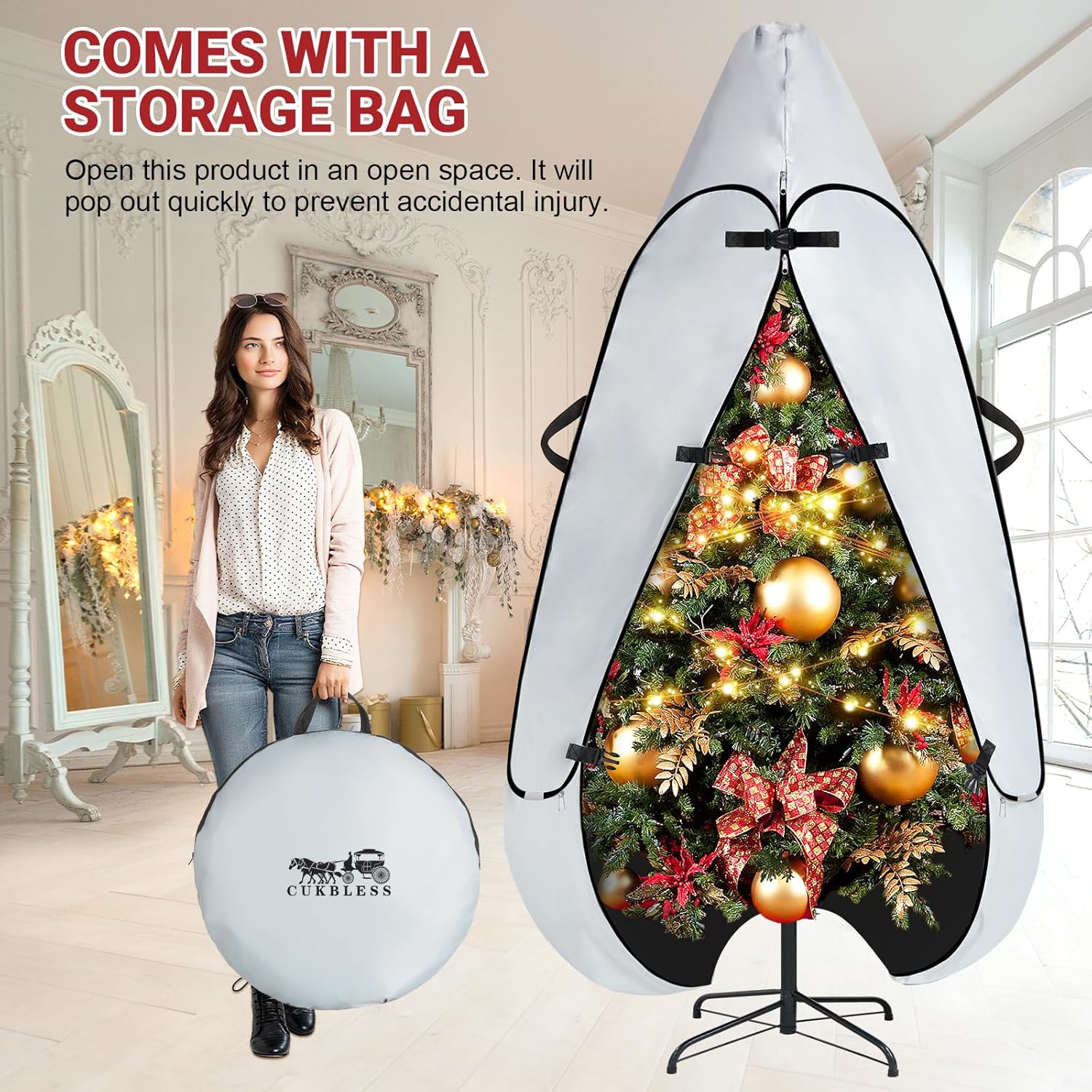 9FT Christmas Tree Covers for Upright Sacks Storag,Waterproof Standing Christmas Tree Storage,Stand Up Christmas Tree Storage Bag