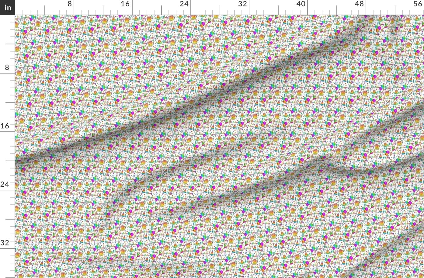 Spoonflower Fabric - Happy White Smaller Stars Fun Birthday Balloons Bright Colors Printed on Organic Cotton Sateen Fabric by The Yard - Sewing Quilting Apparel Home Decor